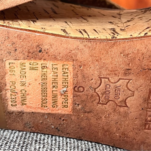 GEE WAWA Anthro Black Glove Leather Cork Wedge Platform Sandals 9 Anthropologie - Picture 7 of 7